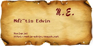 Mátis Edvin névjegykártya